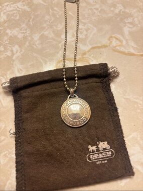 Coach Sterling silver Circular Logo Pendant Necklace